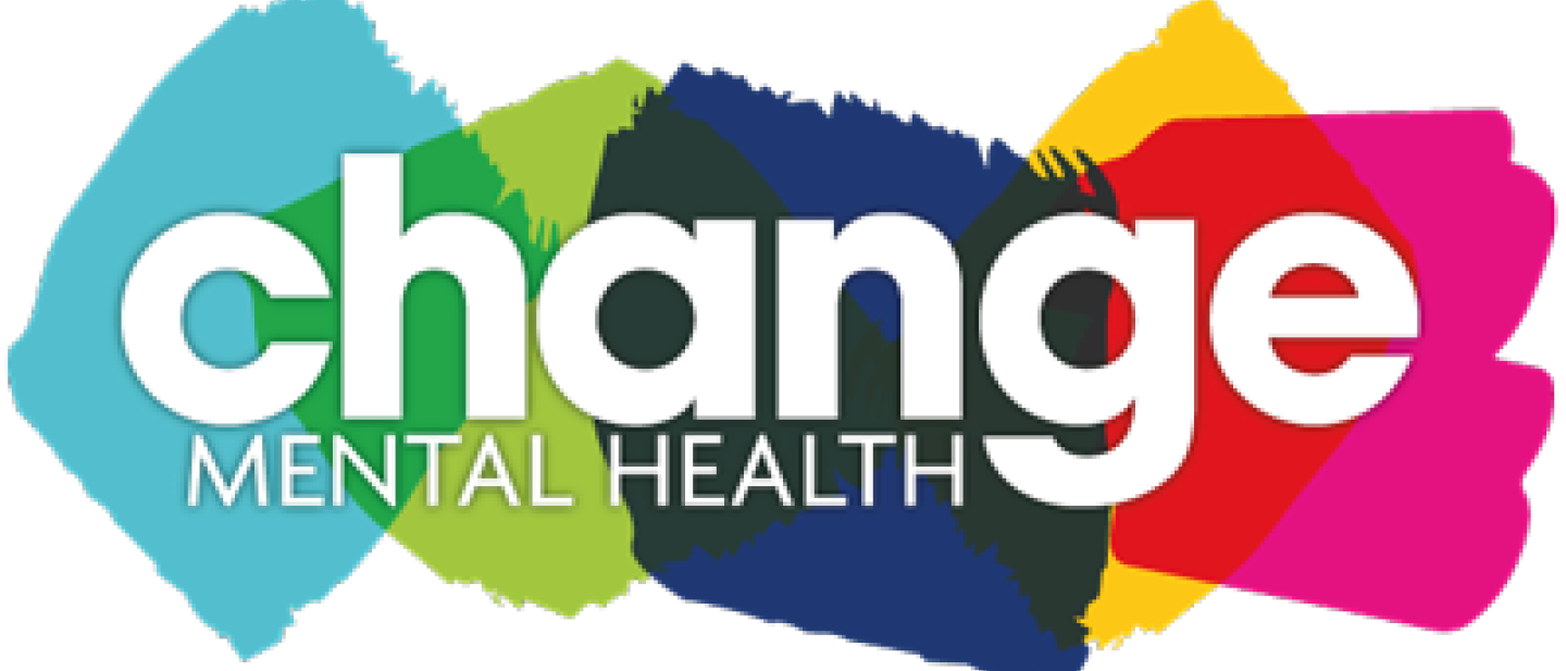 Change Mental Health logo with a colourful background in paint